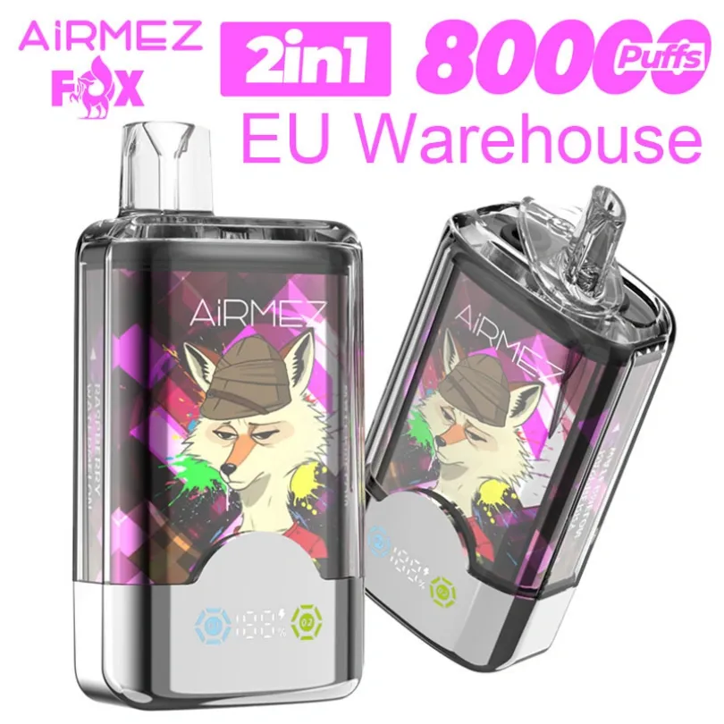 Airmez 80000 Puffs 80K Fox 2 in 1 Dual -garšas vienreizējās lietošanas vape