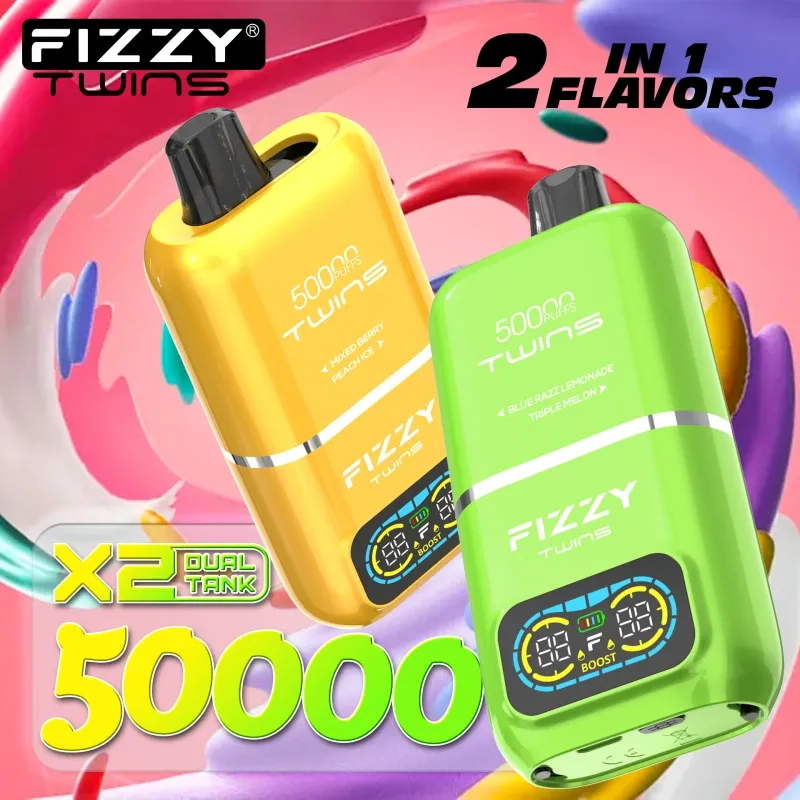 Fizzy 50k Puffs 50000 Twins 2-in-1 ES noliktavas vienreizējās lietošanas vape